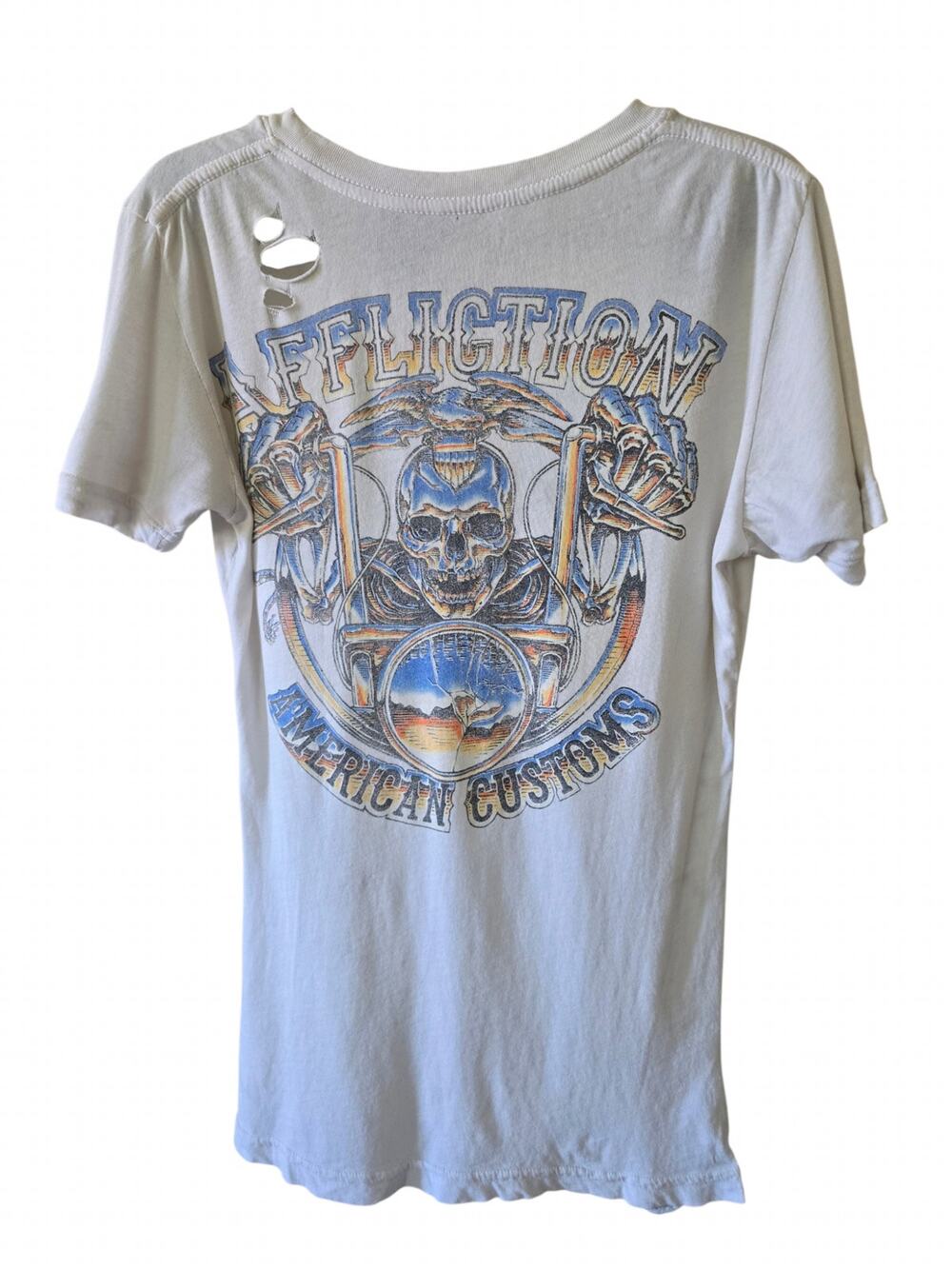 Affliction American Customs Grunge Cut Graphic Tee Size M Y2K